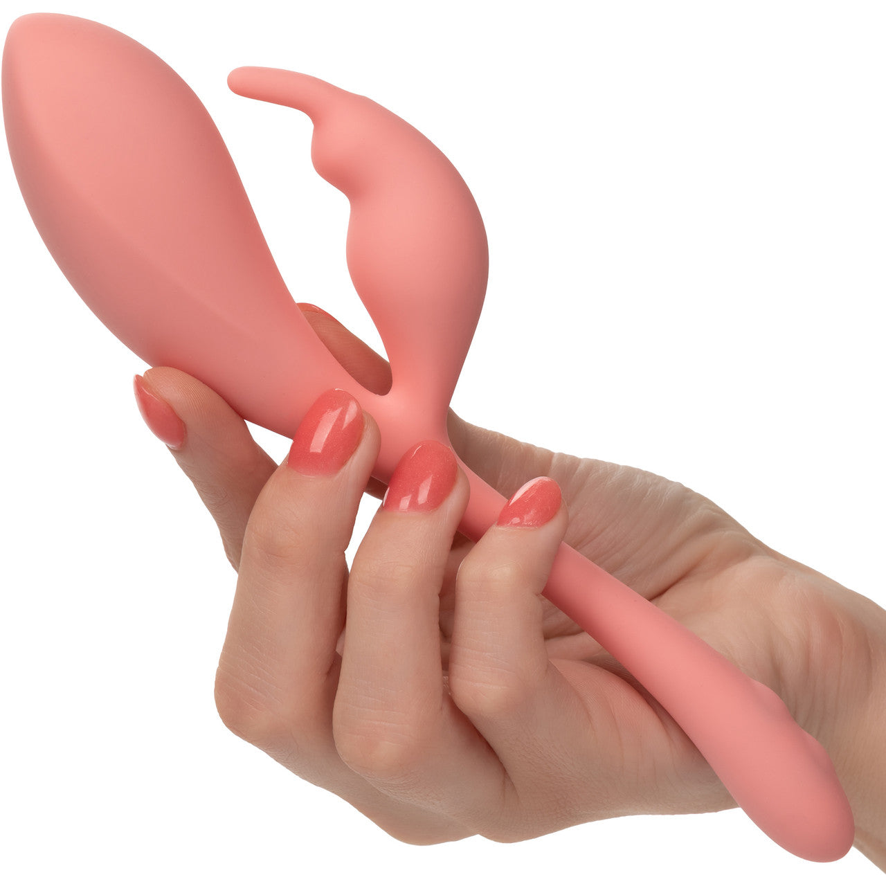 Elle Liquid Silicone Bunny Rechargeable Waterproof Dual Stimulation Vibrator By CalExotics - Orange