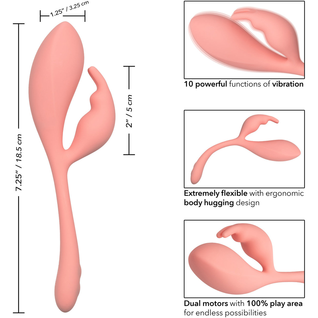 Elle Liquid Silicone Bunny Rechargeable Waterproof Dual Stimulation Vibrator By CalExotics - Orange
