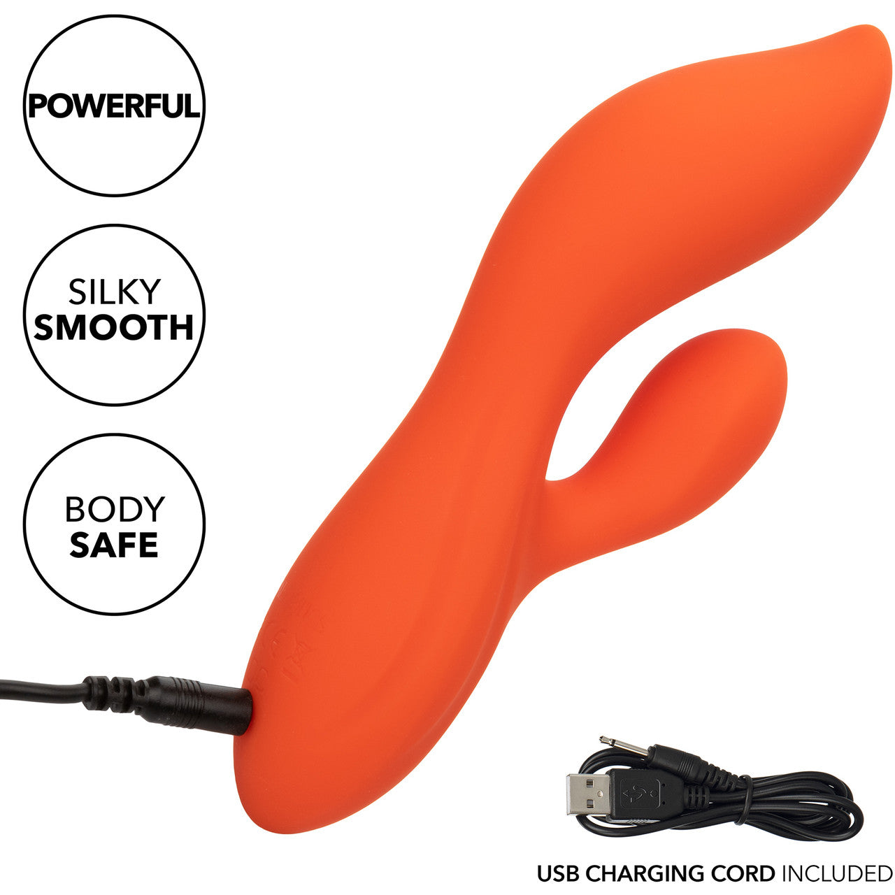 Stella Liquid Silicone Dual Teaser Rechargeable Waterproof Rabbit Style Vibrator By CalExotics - Orange
