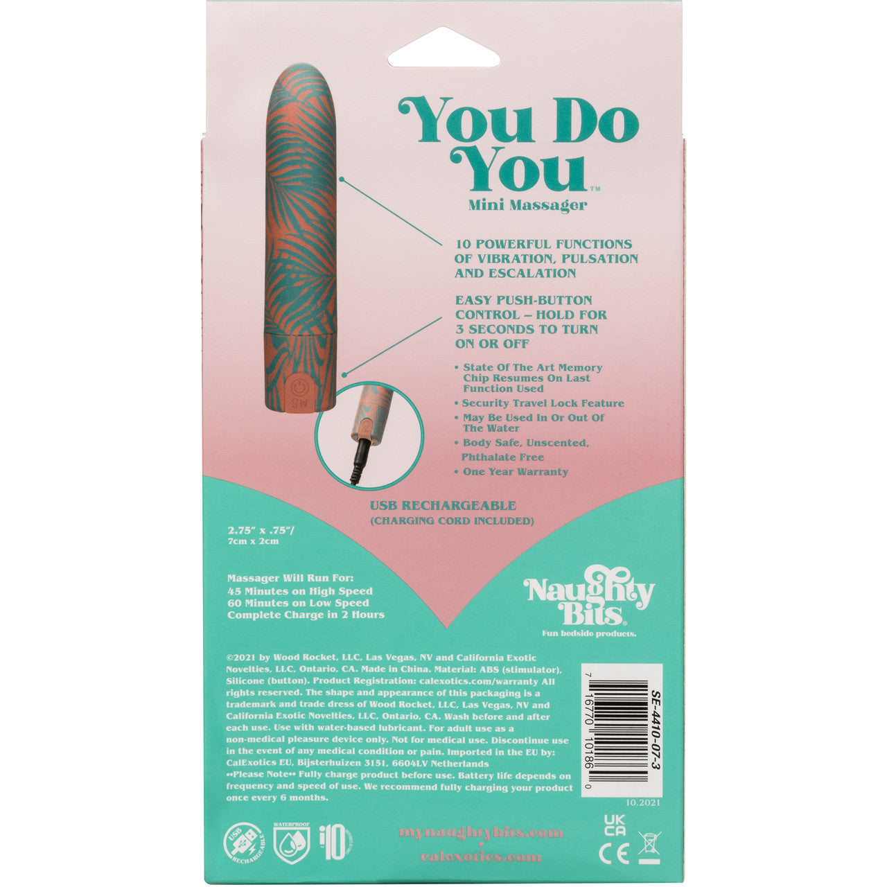 Naughty Bits You Do You Waterproof Rechargeable Mini Massager By CalExotics