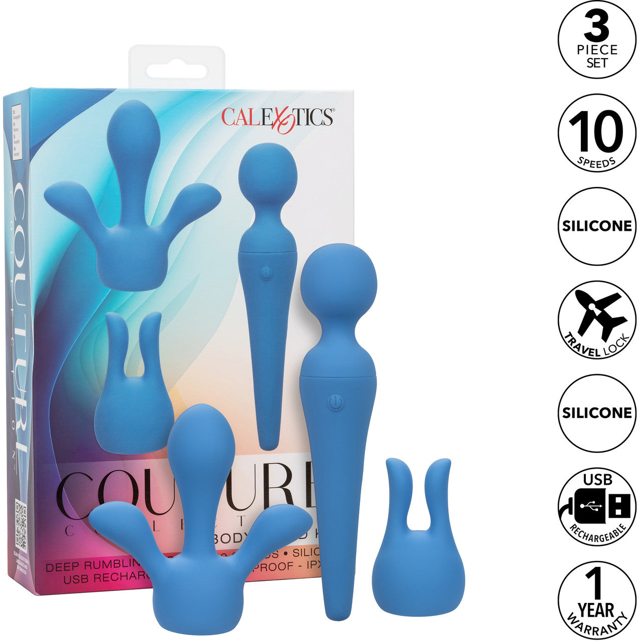 Couture Collection Body Wand Kit With Wand Massager & 2 Silicone Attachments By CalExotics