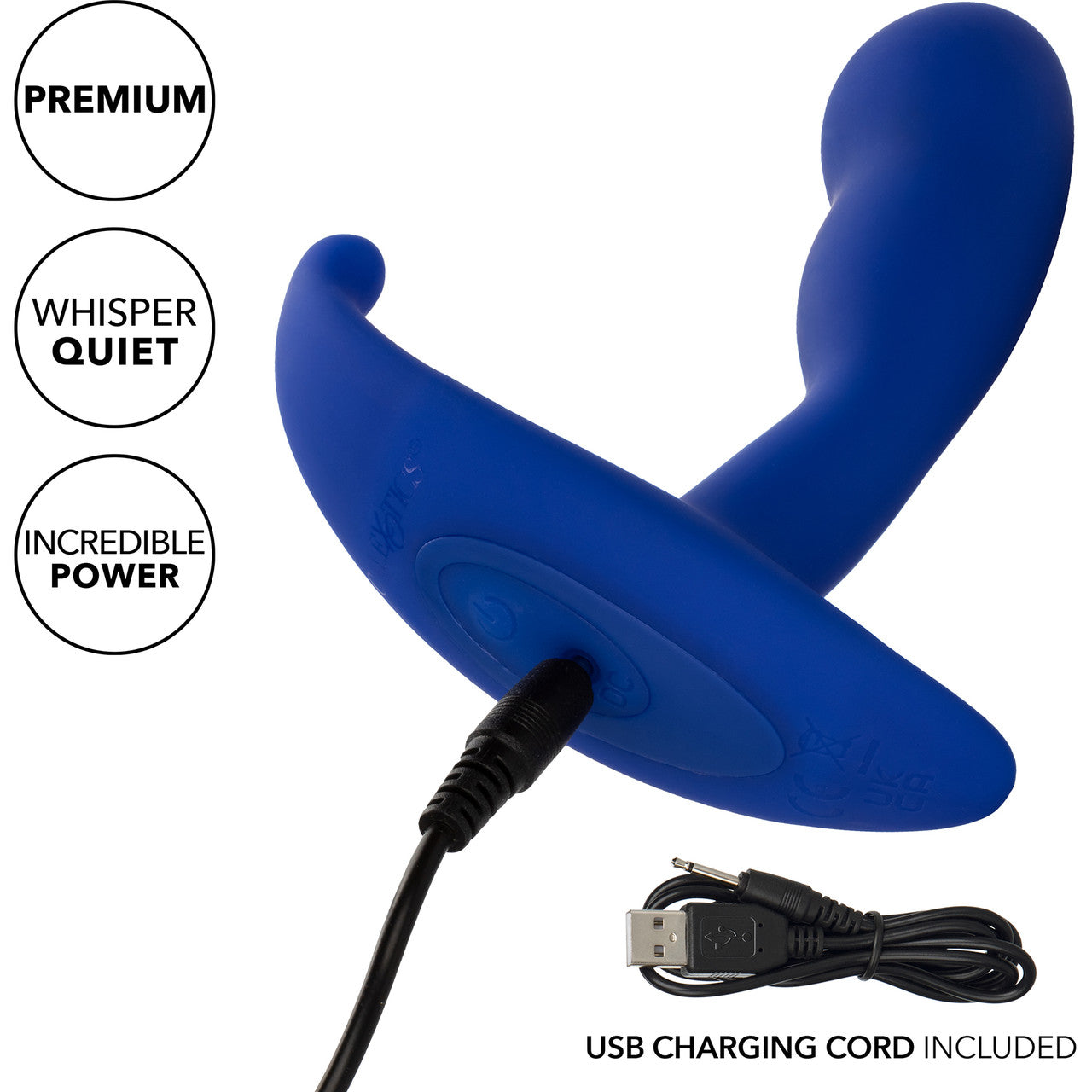 Admiral Advanced Prostate Rechargeable Vibrating Silicone Curved Probe By CalExotics - Blue