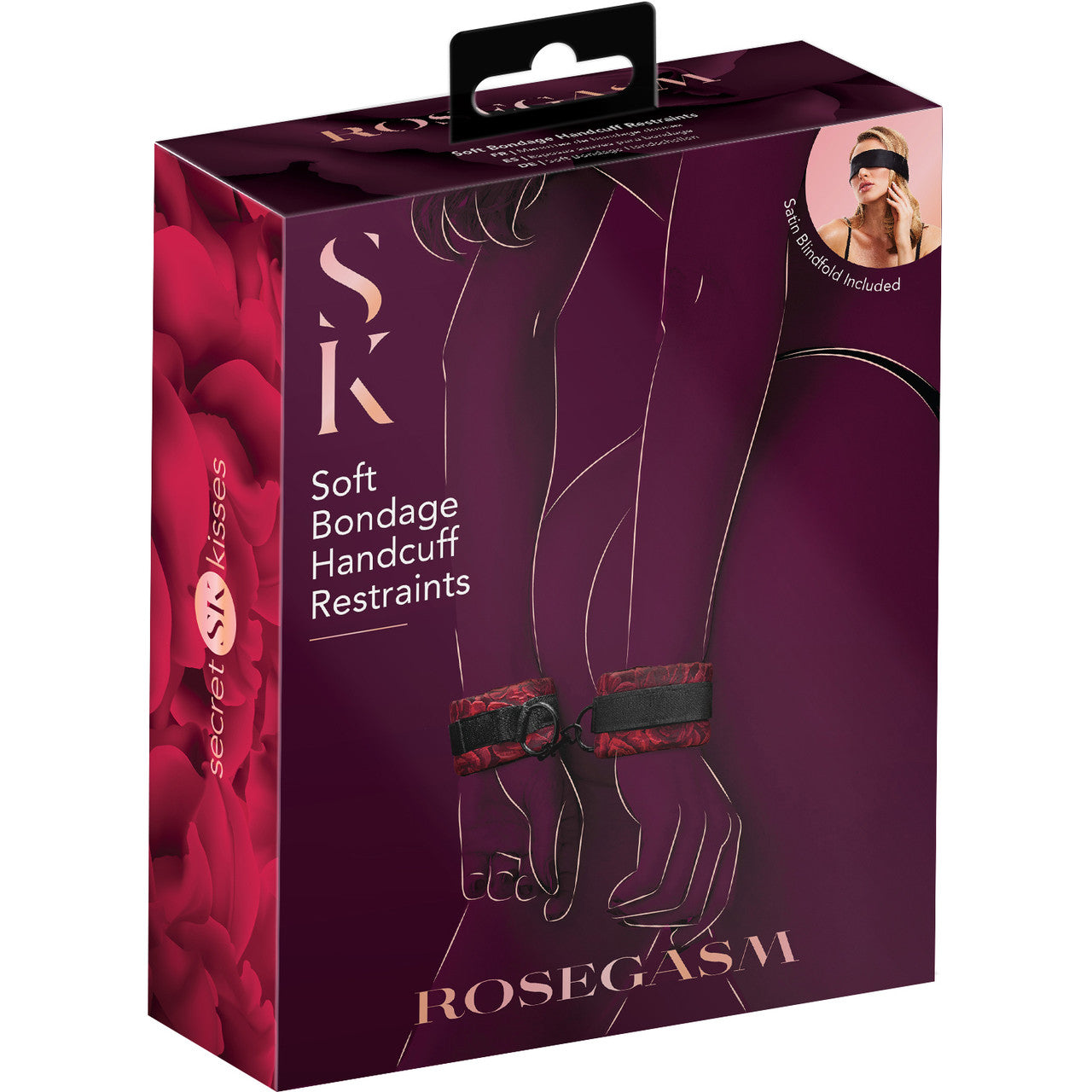 Secret Kisses Rosegasm Soft Bondage Handcuff Restraints With Blindfold