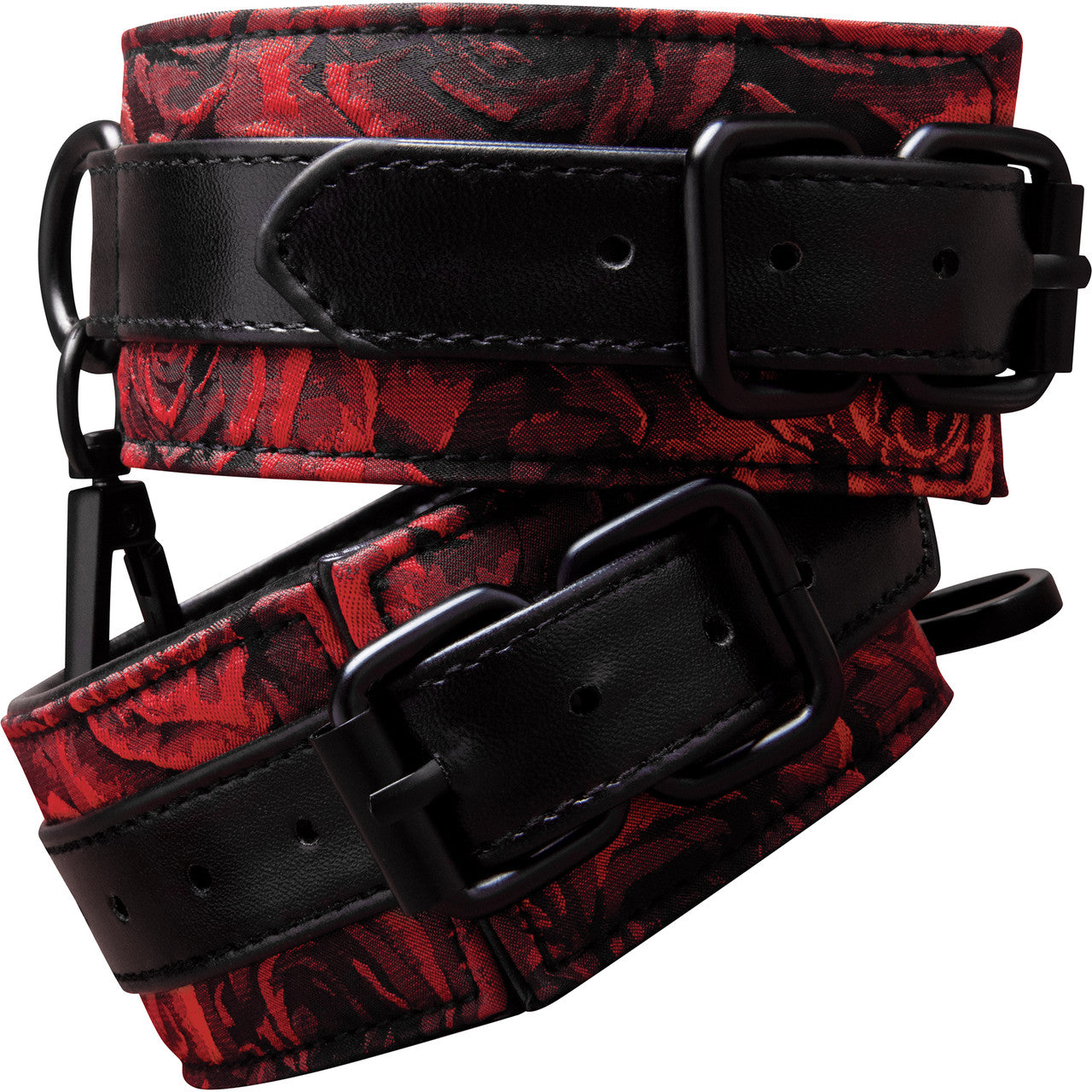 Secret Kisses Rosegasm Faux Leather Adjustable Buckle Handcuffs With Blindfold