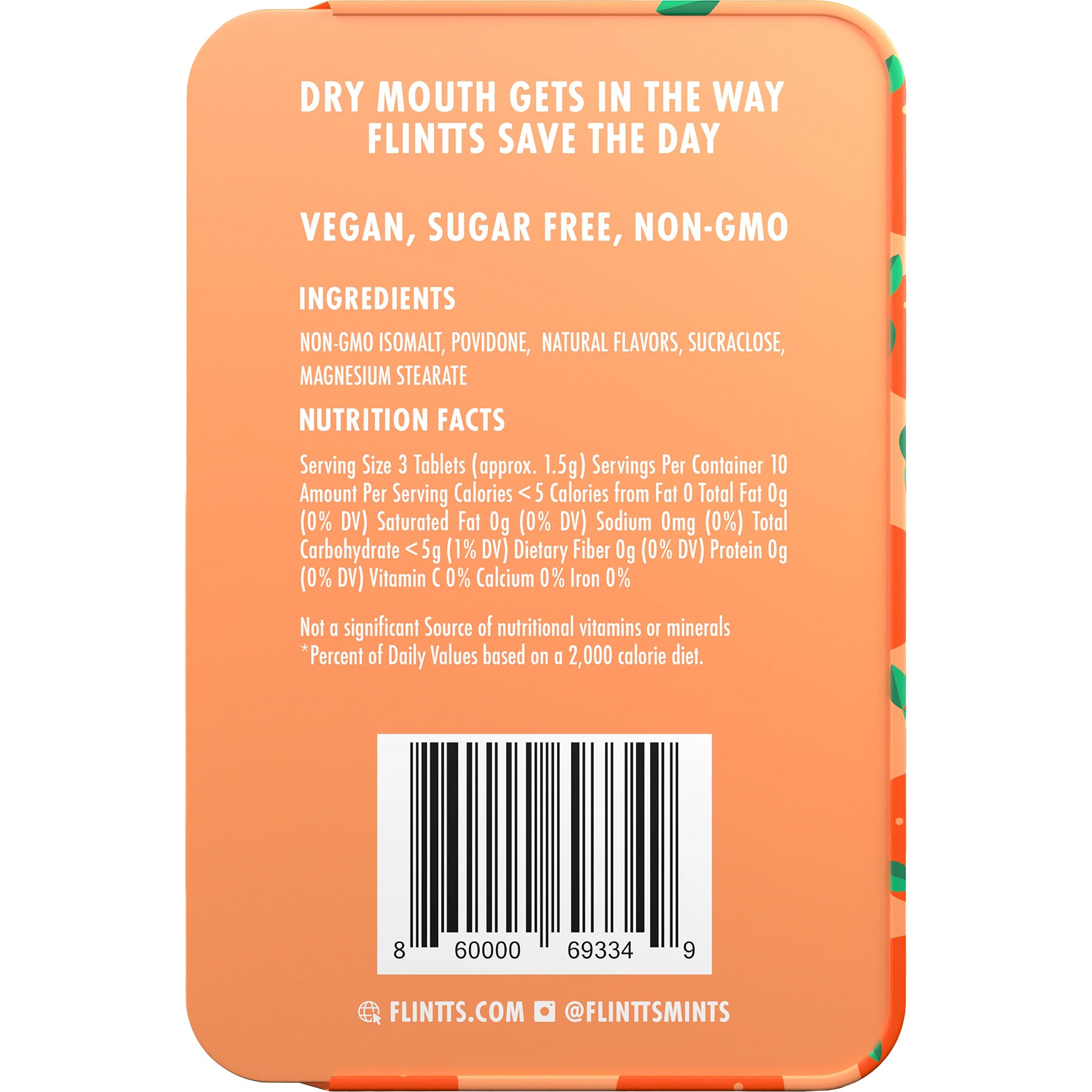 Flintts Mints Mouth Watering Oral Delights - Sour Tangerine