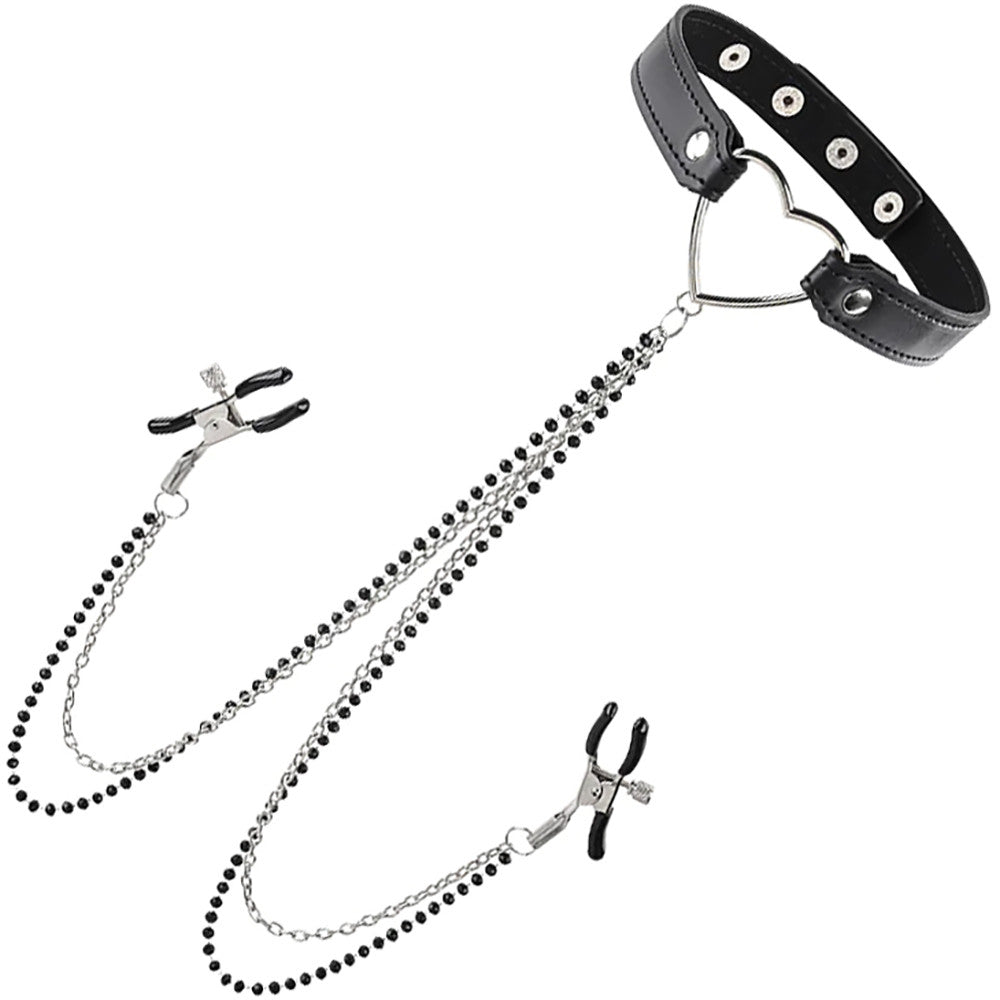 Sex & Mischief Amor Collar With Nipple Clamps By Sportsheets Sex & Mischief Amor Collar With Nipple Clamps By Sportsheets