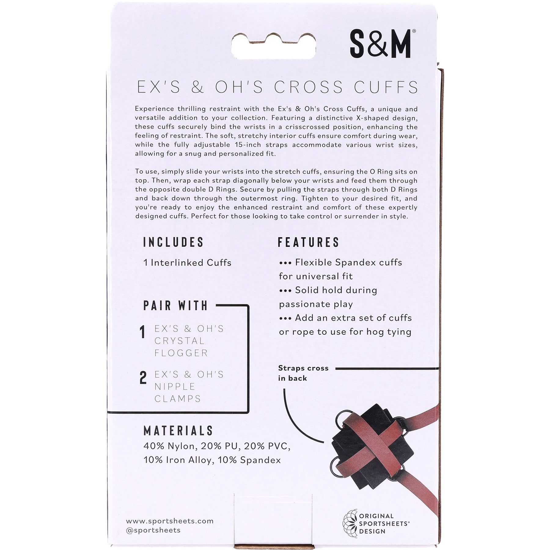 Sex & Mischief Ex's & Oh's Cross Cuffs By Sportsheets