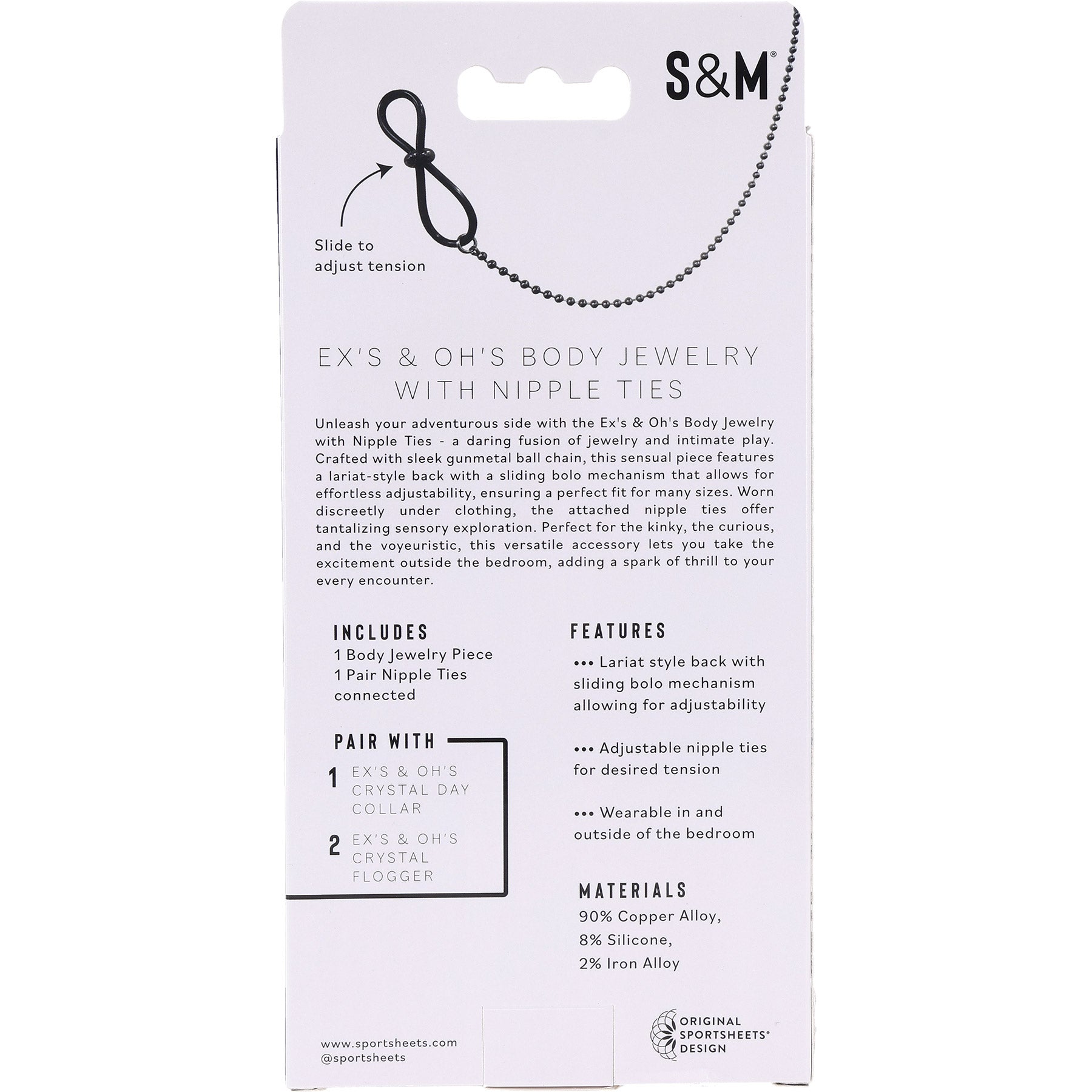 Sex & Mischief Ex's & Oh's Body Jewelry With Nipple Ties By Sportsheets