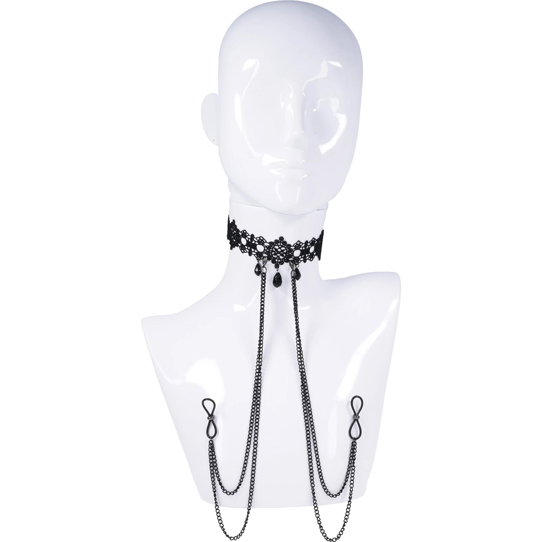 Sex & Mischief Lace Collar With Nipple Ties