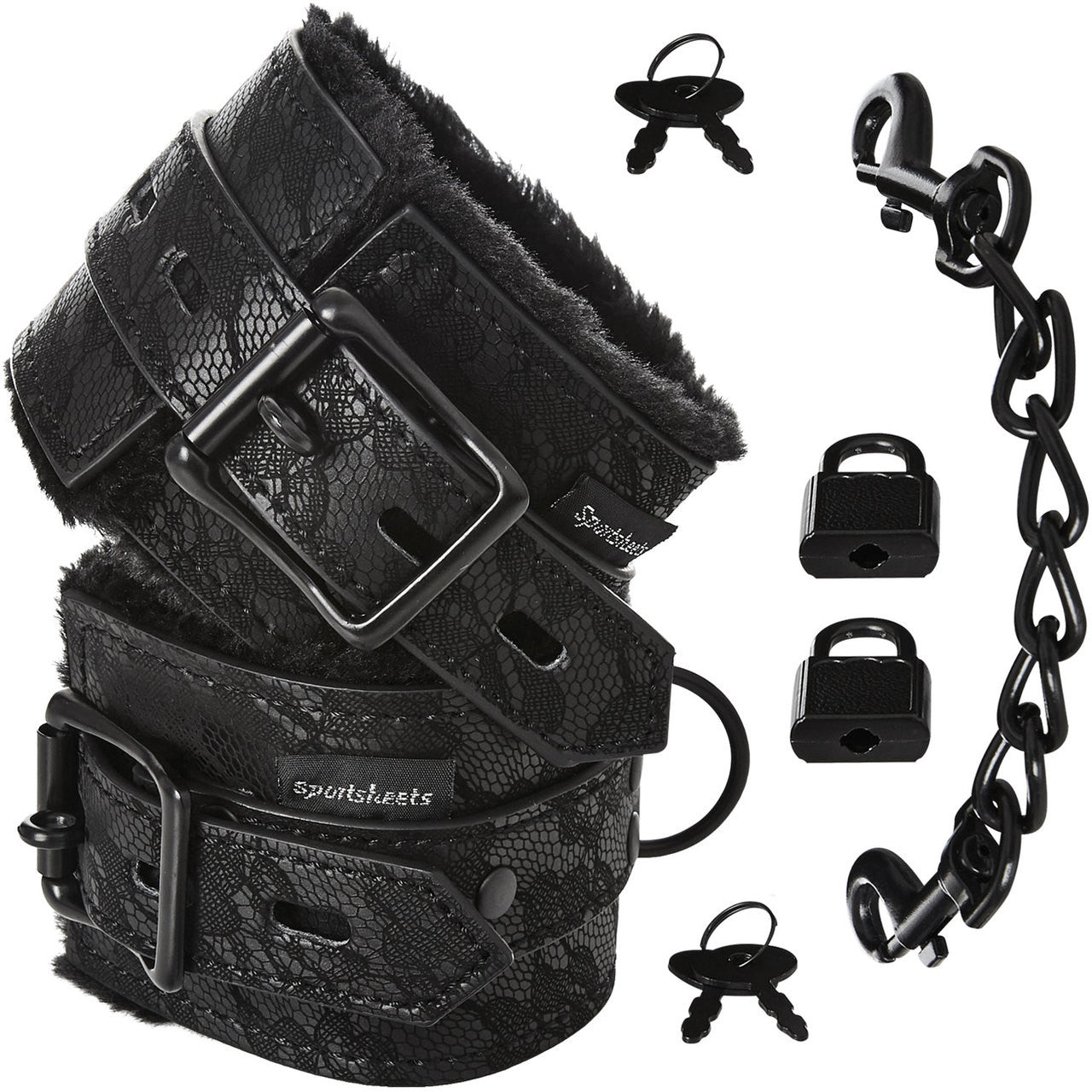 Sincerely Lace Fur Lined Hand Cuffs by Sportsheets