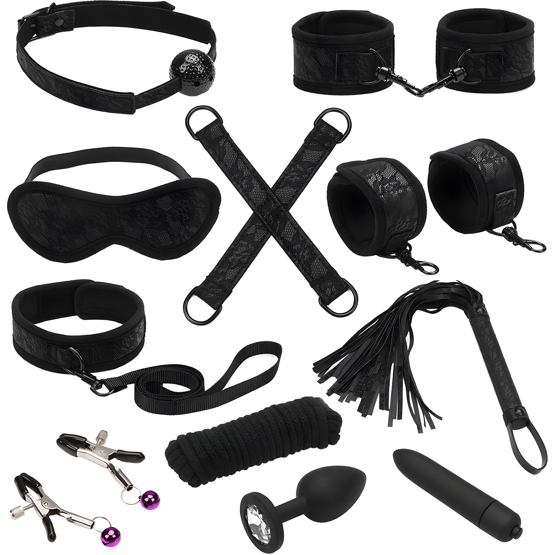 Bound You Black Lace & Neoprene Beginner's 11 Piece Bondage Kit By Liebe Seele