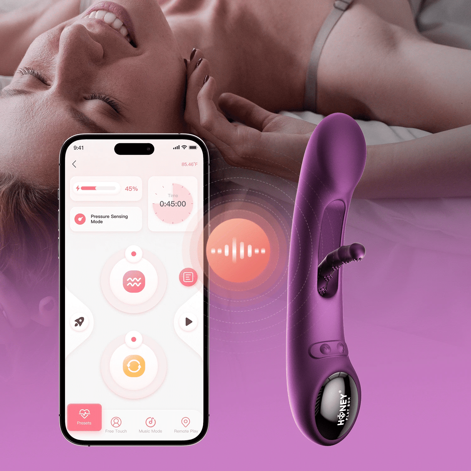Honey Play Box Tempo Pressure Sensing App Controlled Tapping Finger Silicone G-Spot Vibrator - Long Distance Use