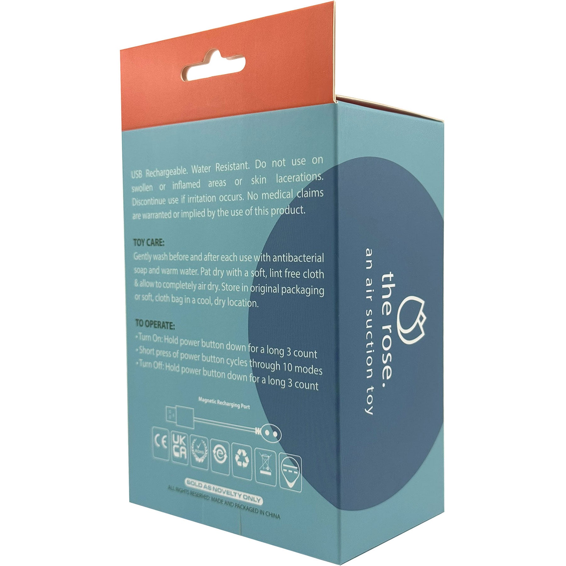 The Rose Rechargeable Clitoral Pressure Wave Stimulator By Vibeology - Black - Box Back