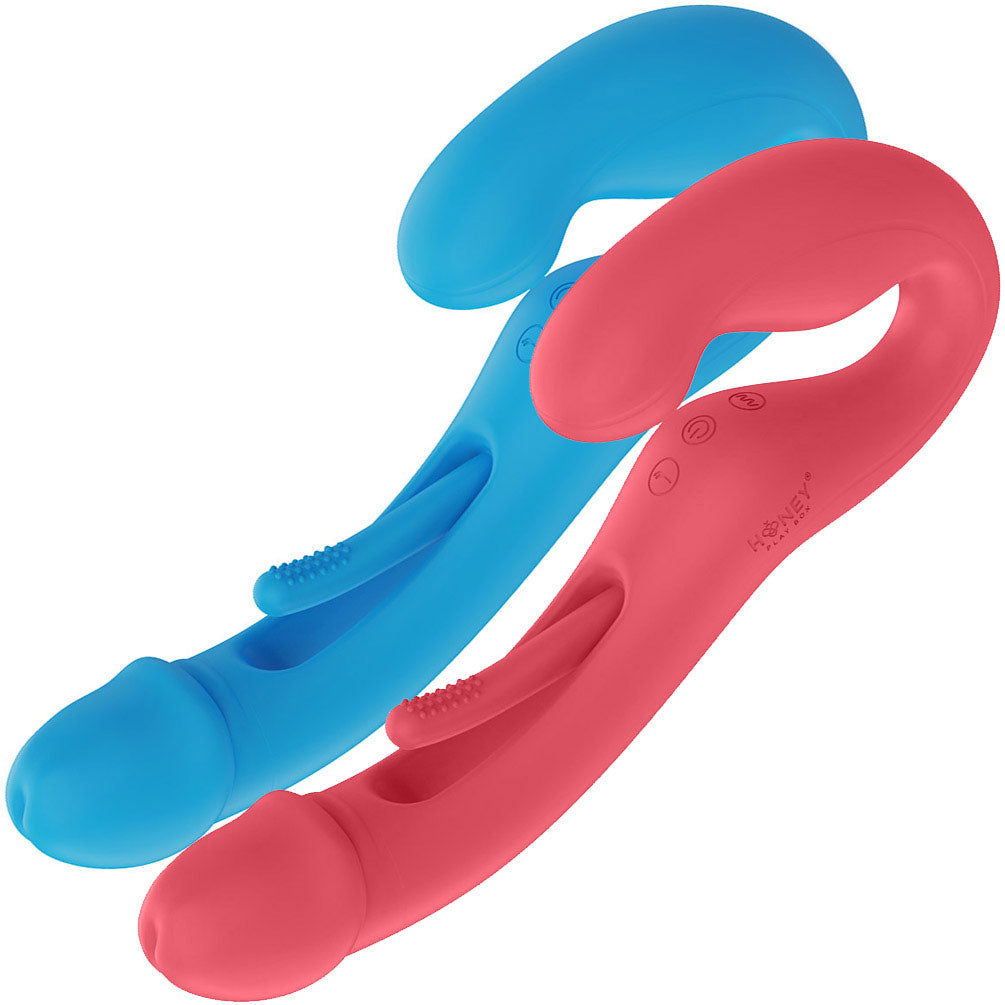 Honey Play Box Harmony Duo App Enabled Tapping Finger Silicone Strapless Strap-On