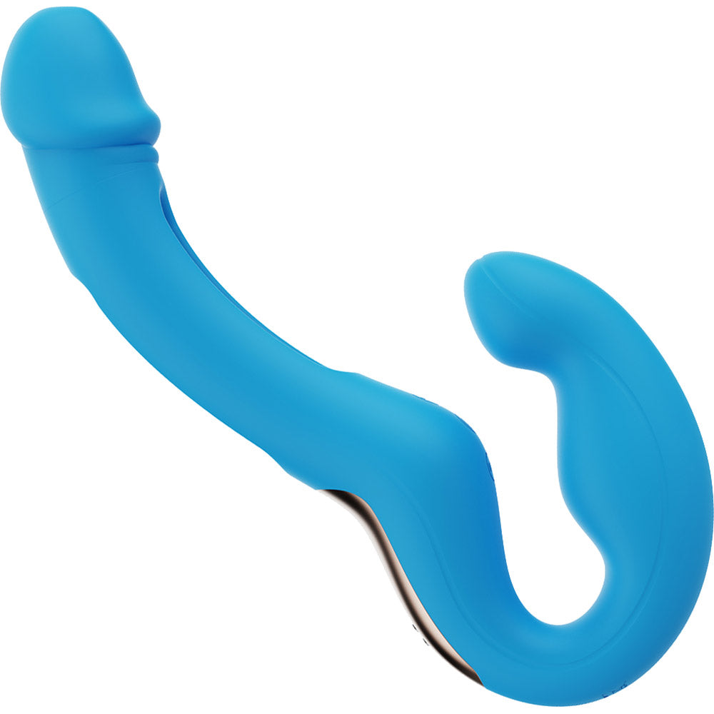 Honey Play Box Harmony Duo App Enabled Tapping Finger Silicone Strapless Strap-On - Blue