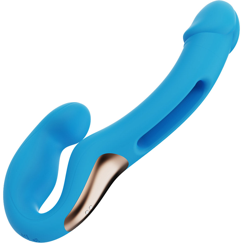 Honey Play Box Harmony Duo App Enabled Tapping Finger Silicone Strapless Strap-On - Blue