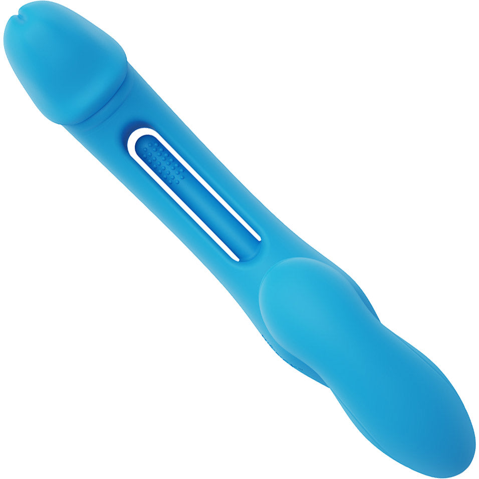Honey Play Box Harmony Duo App Enabled Tapping Finger Silicone Strapless Strap-On - Blue
