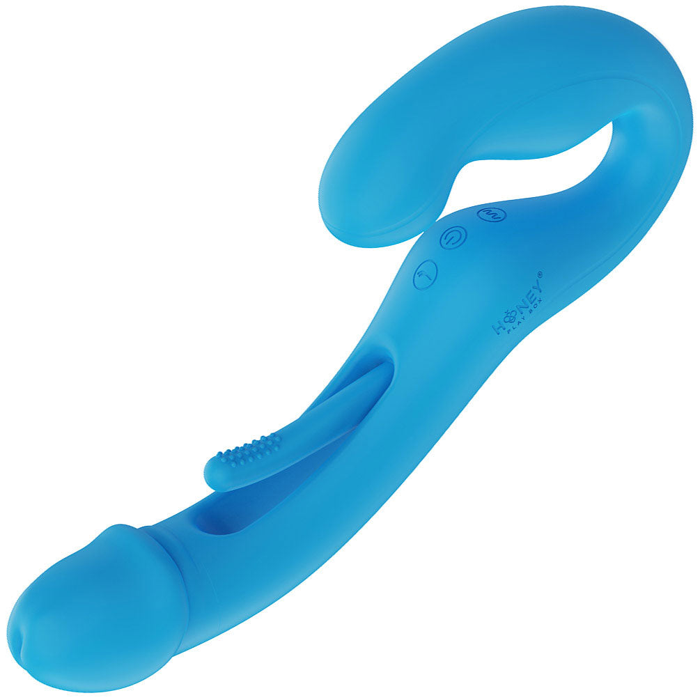 Honey Play Box Harmony Duo App Enabled Tapping Finger Silicone Strapless Strap-On - Blue