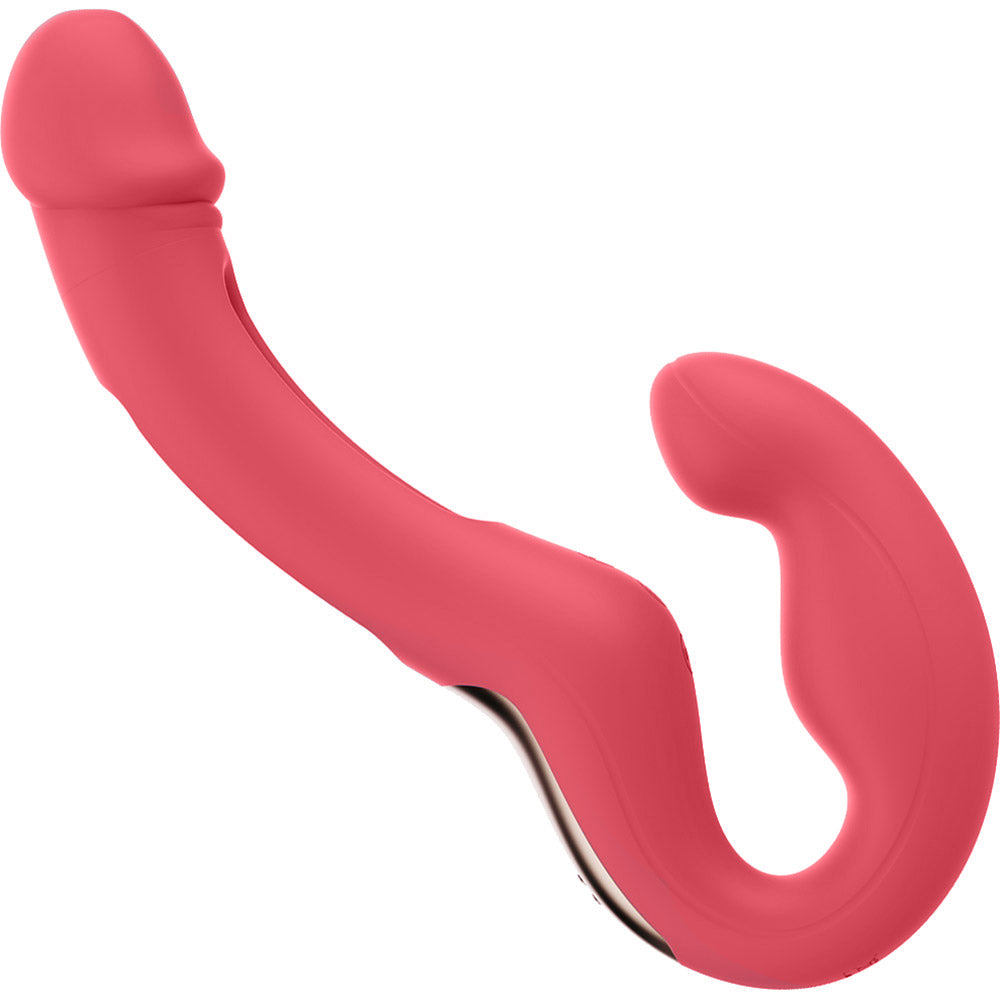 Honey Play Box Harmony Duo App Enabled Tapping Finger Silicone Strapless Strap-On - Red