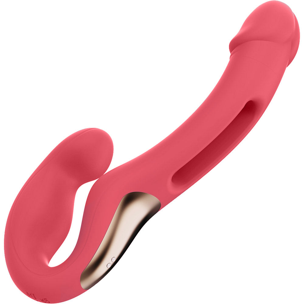 Honey Play Box Harmony Duo App Enabled Tapping Finger Silicone Strapless Strap-On - Red