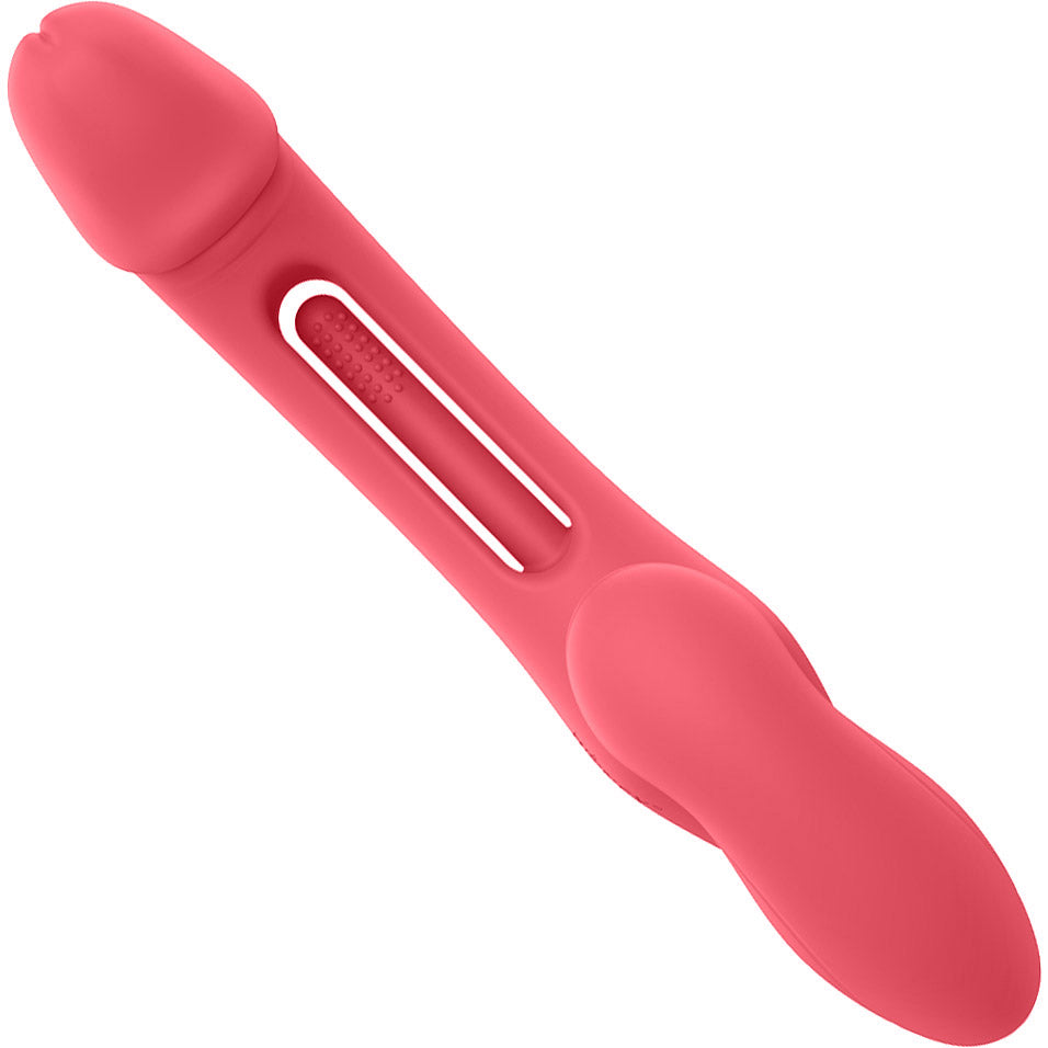 Honey Play Box Harmony Duo App Enabled Tapping Finger Silicone Strapless Strap-On - Red