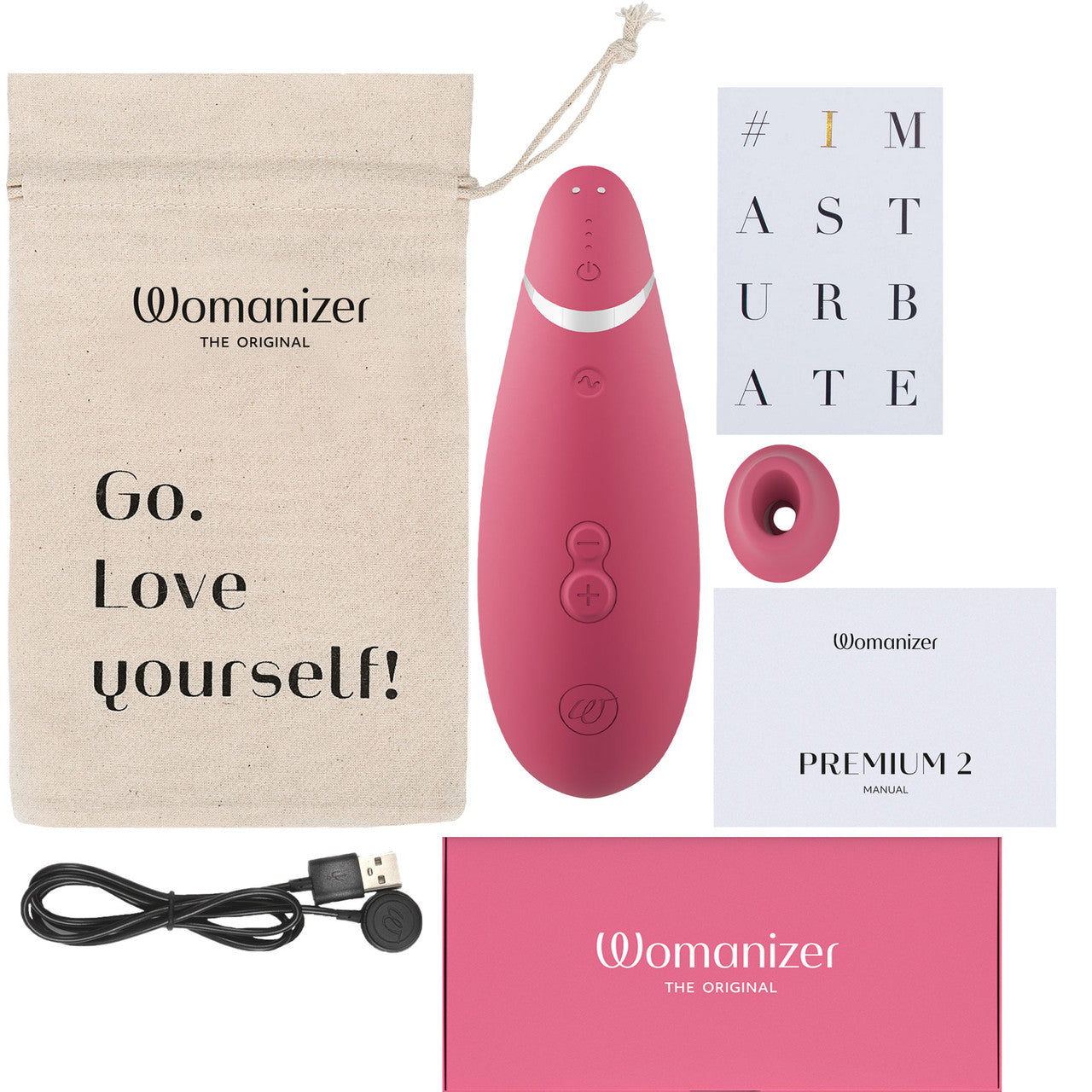 Womanizer Premium 2 Pleasure Air Clitoral Stimulator - Raspberry