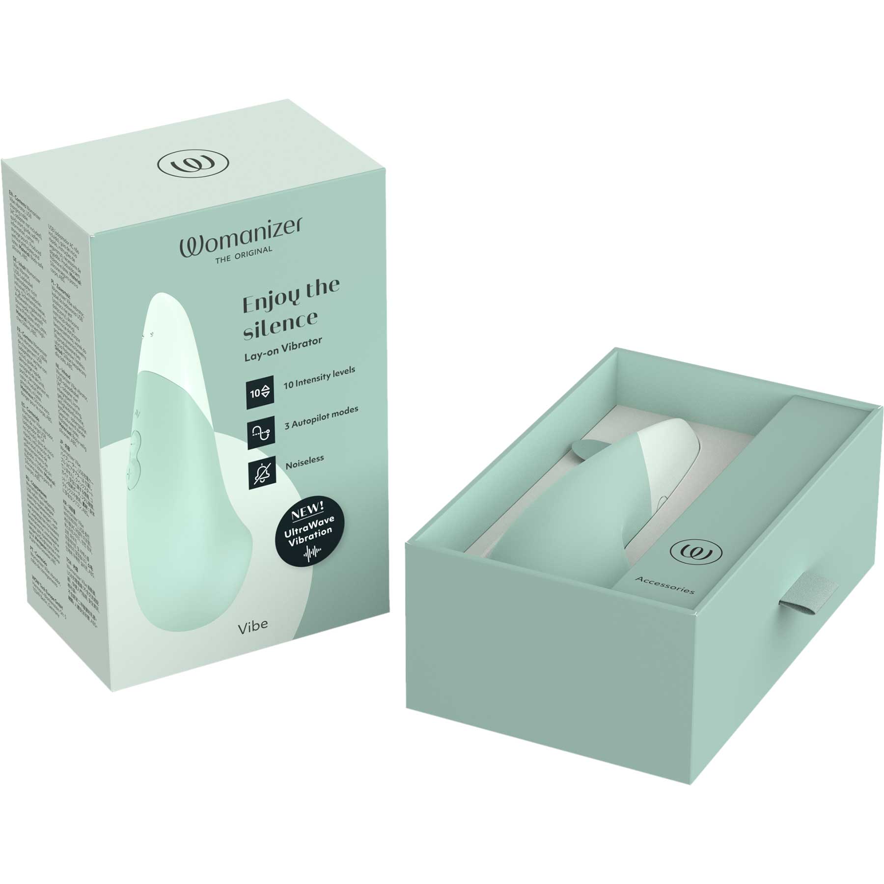 Womanizer Vibe Ultra Quiet Rumbly Silicone Lay-On Vibrator - Sage