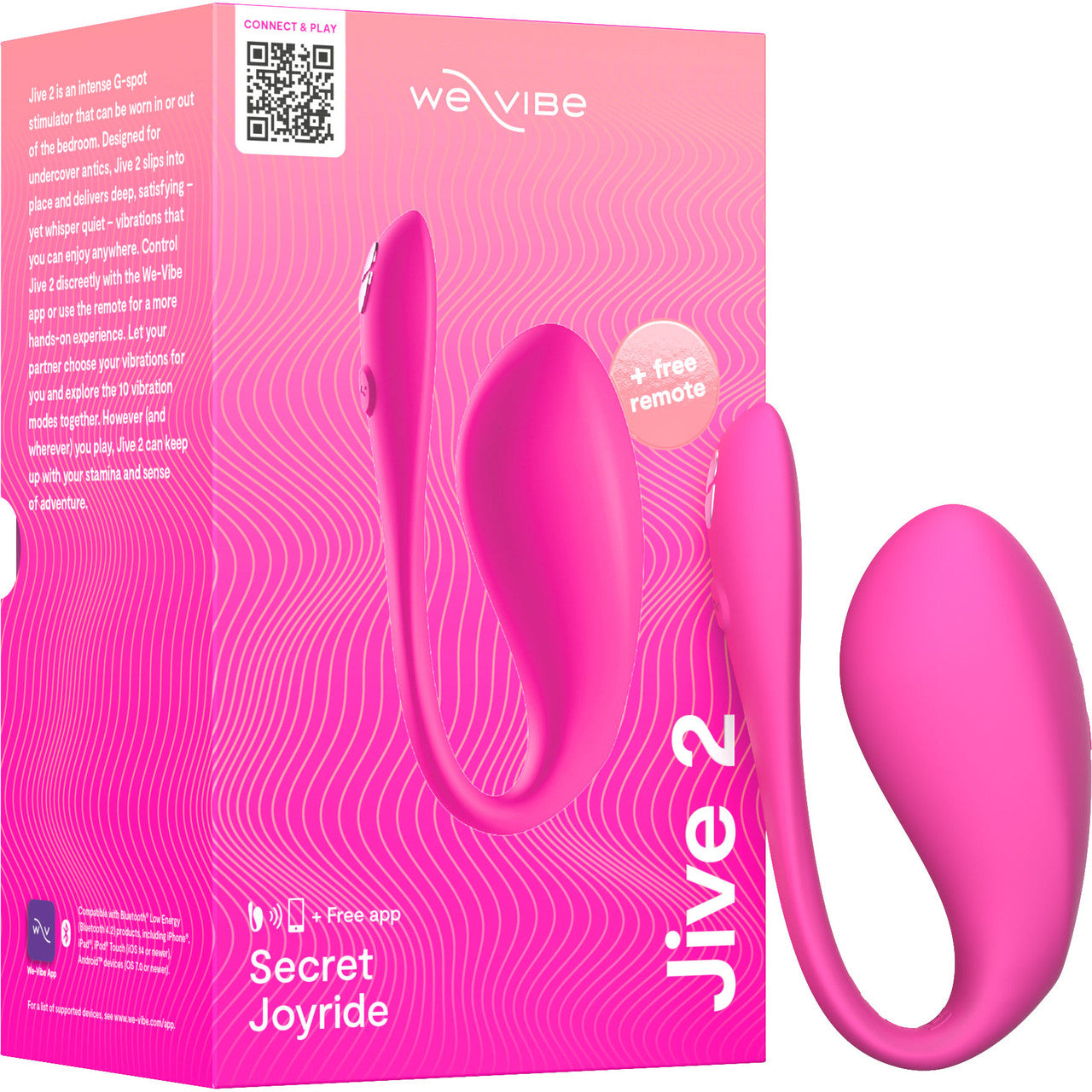 Jive 2 By We-Vibe Rechargeable Silicone App Controlled Wearable G-Spot Vibrator - Electric Pink