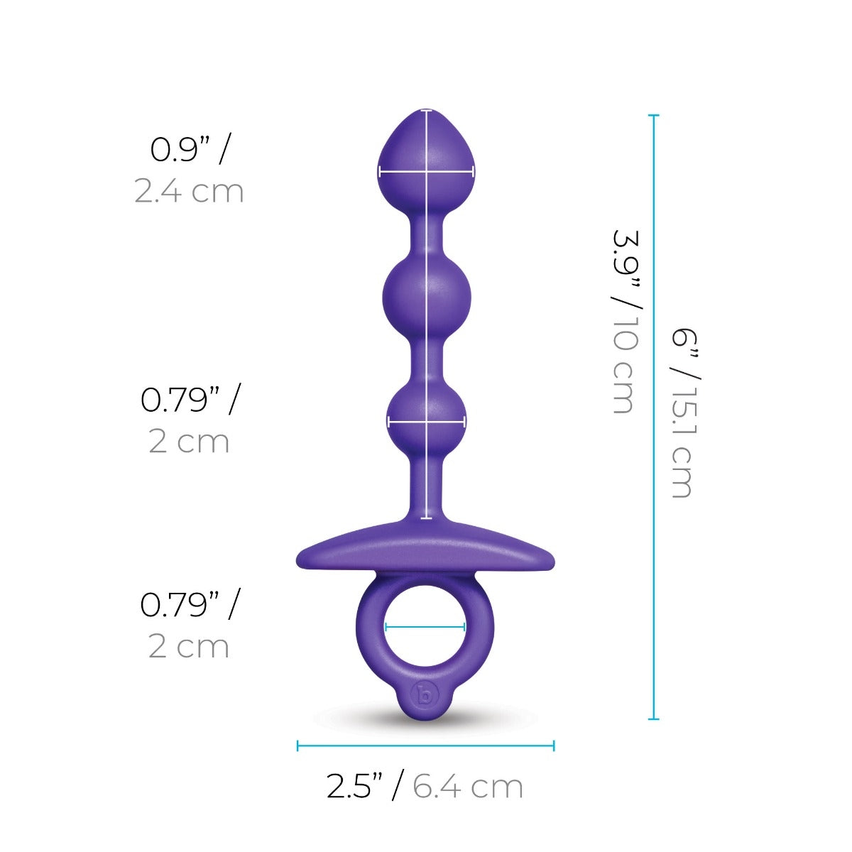 b-Vibe Butties Zip Silicone Anal Beads - Measurements