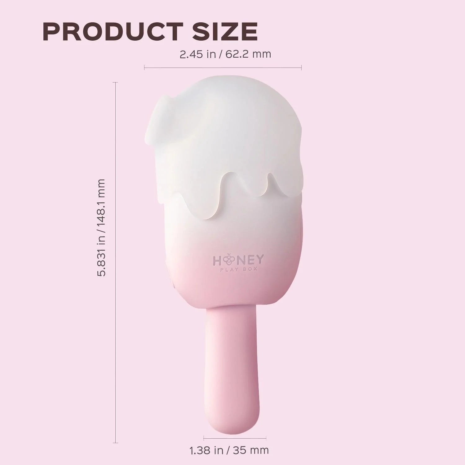 Honey Play Box BITE ME Sucking Tapping & Vibrating Cream Pop Clit Stimulator - Measurements