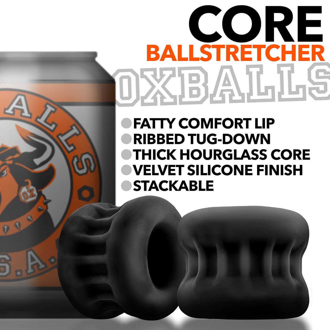 Oxballs Core Ribbed Grip Squeeze Ball Stretcher - Black Ice