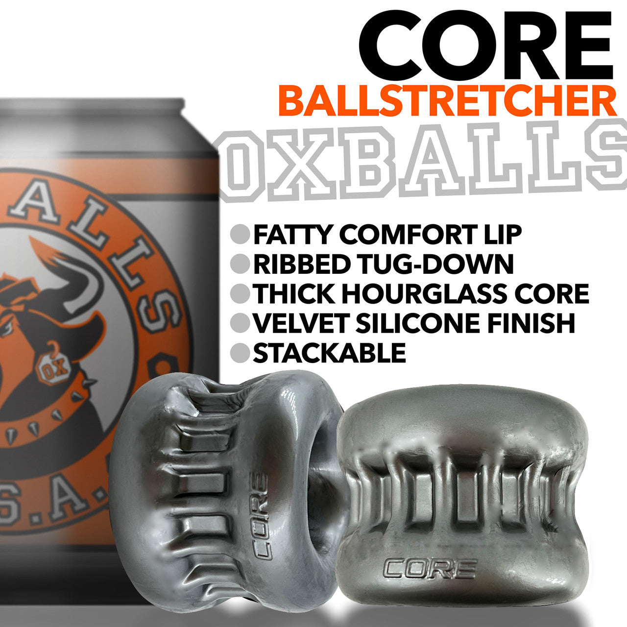 Oxballs Core Ribbed Grip Squeeze Ball Stretcher - Steel