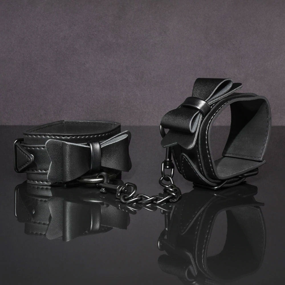 Sincerely Bow Tie Cuffs By Sportsheets - Black