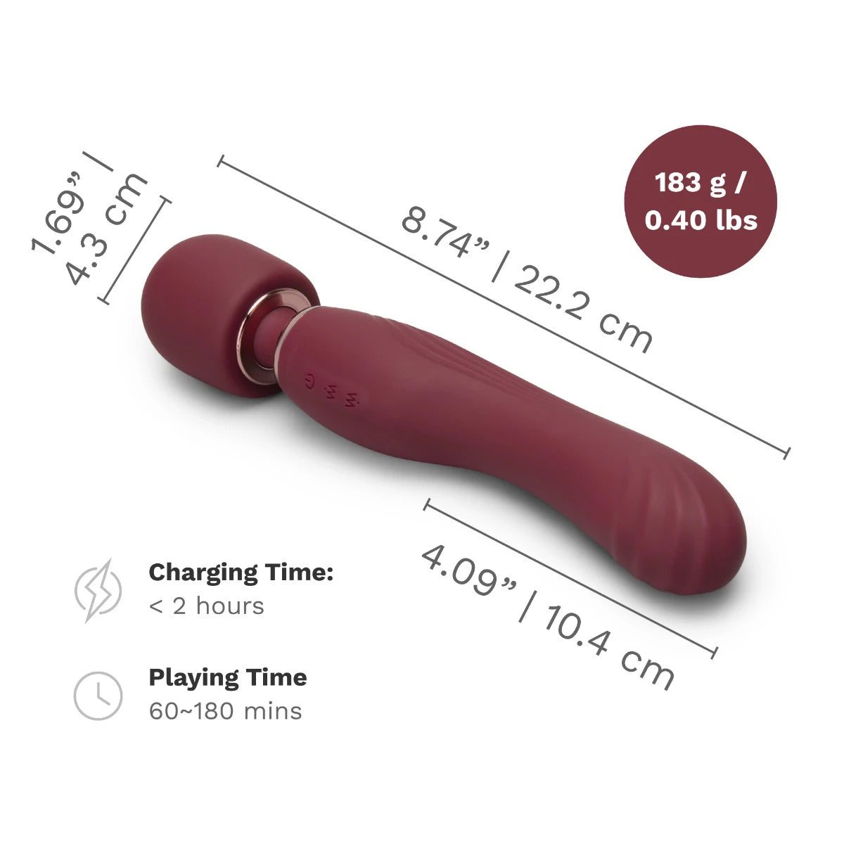 Le Wand Flat Top Fusion G Double-Ended Petite Wand Silicone Vibrator