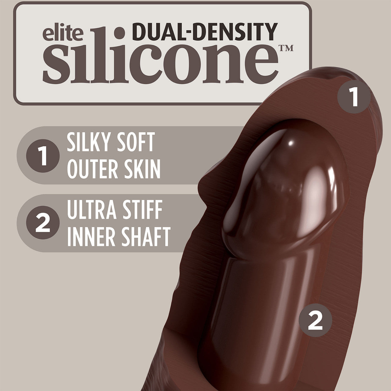King Cock Elite Dual Density 11" Silicone Suction Cup Dildo - Chocolate