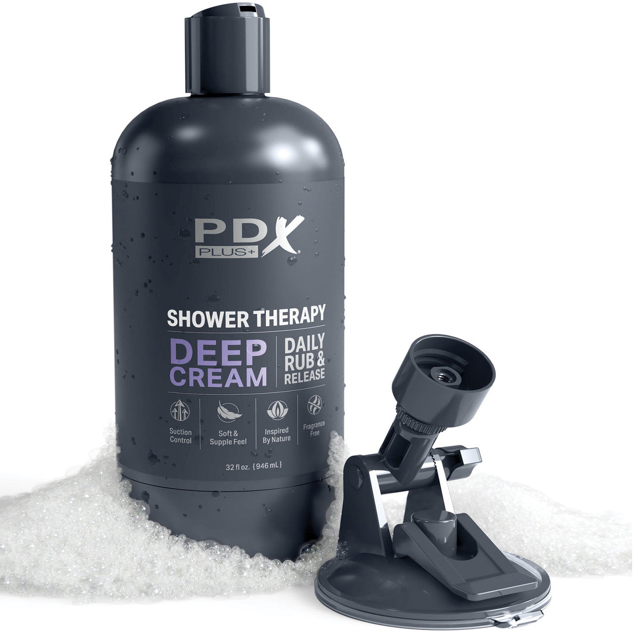 PDX Plus Shower Therapy Deep Cream Discreet Penis Stroker By Pipedream - Frosted