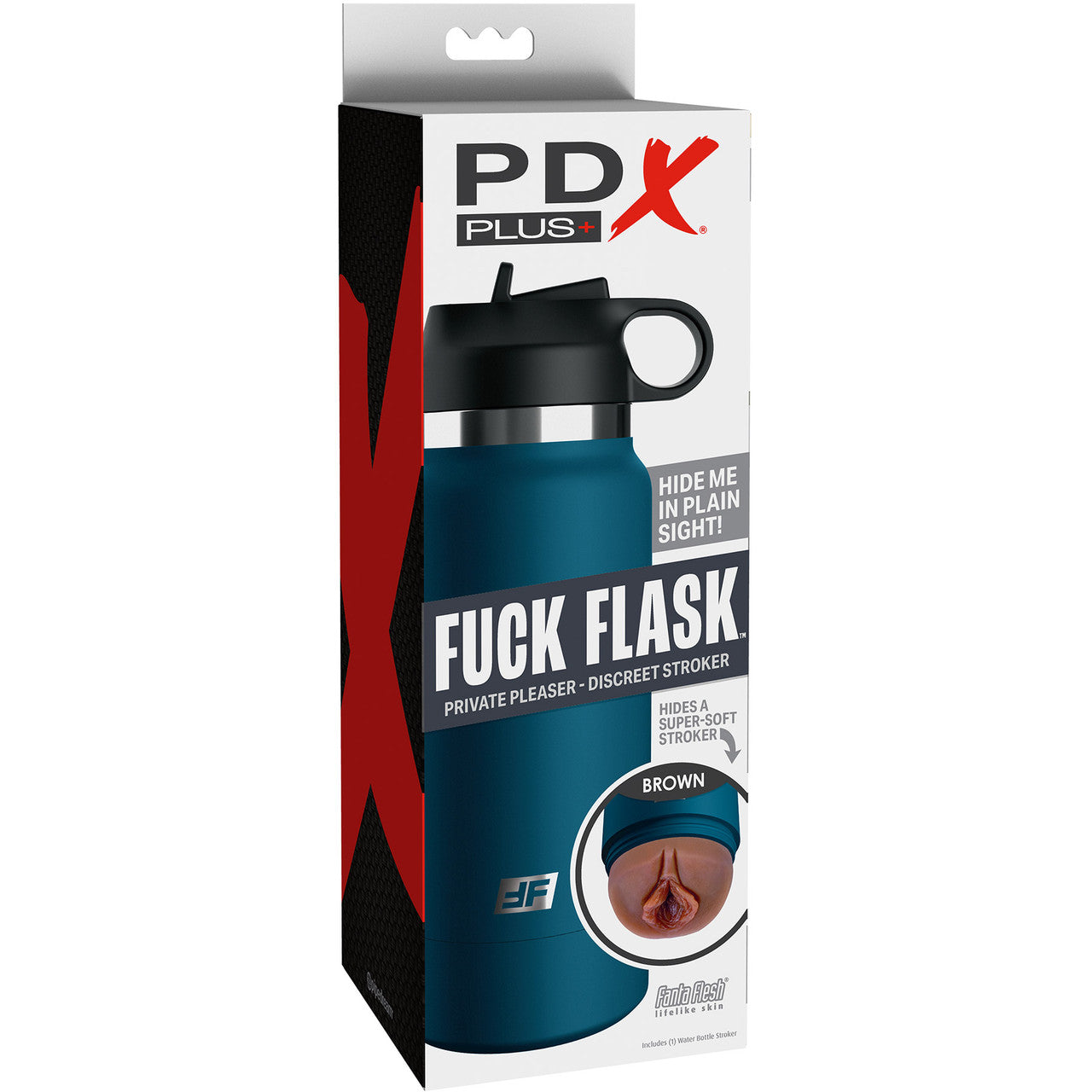 PDX Plus Fuck Flask Private Pleaser Discreet Water Bottle Penis Stroker By Pipedream - Chocolate