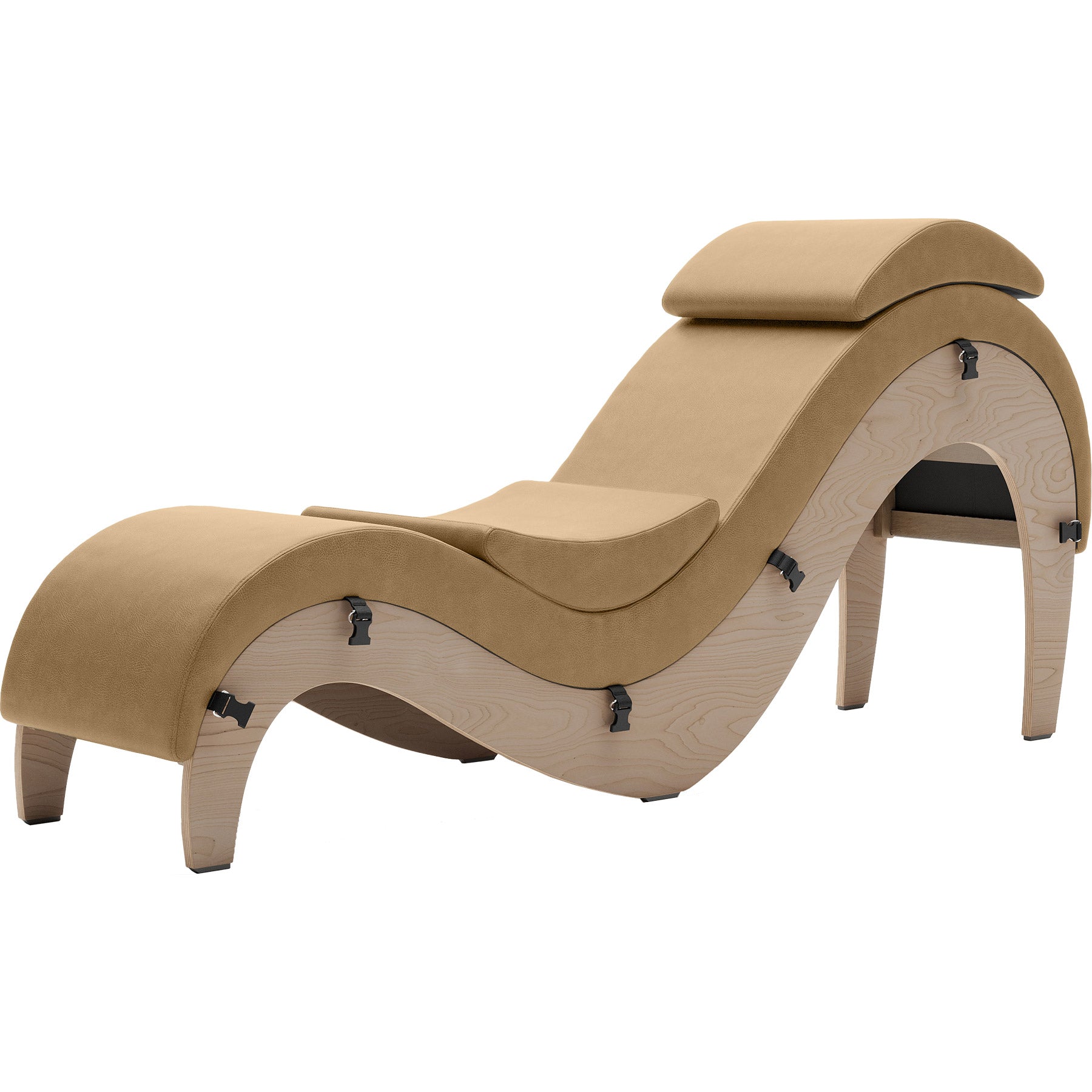Liberator Supervio Luxury Chaise With Cuff Kit Restraints - Maple & Buckskin
