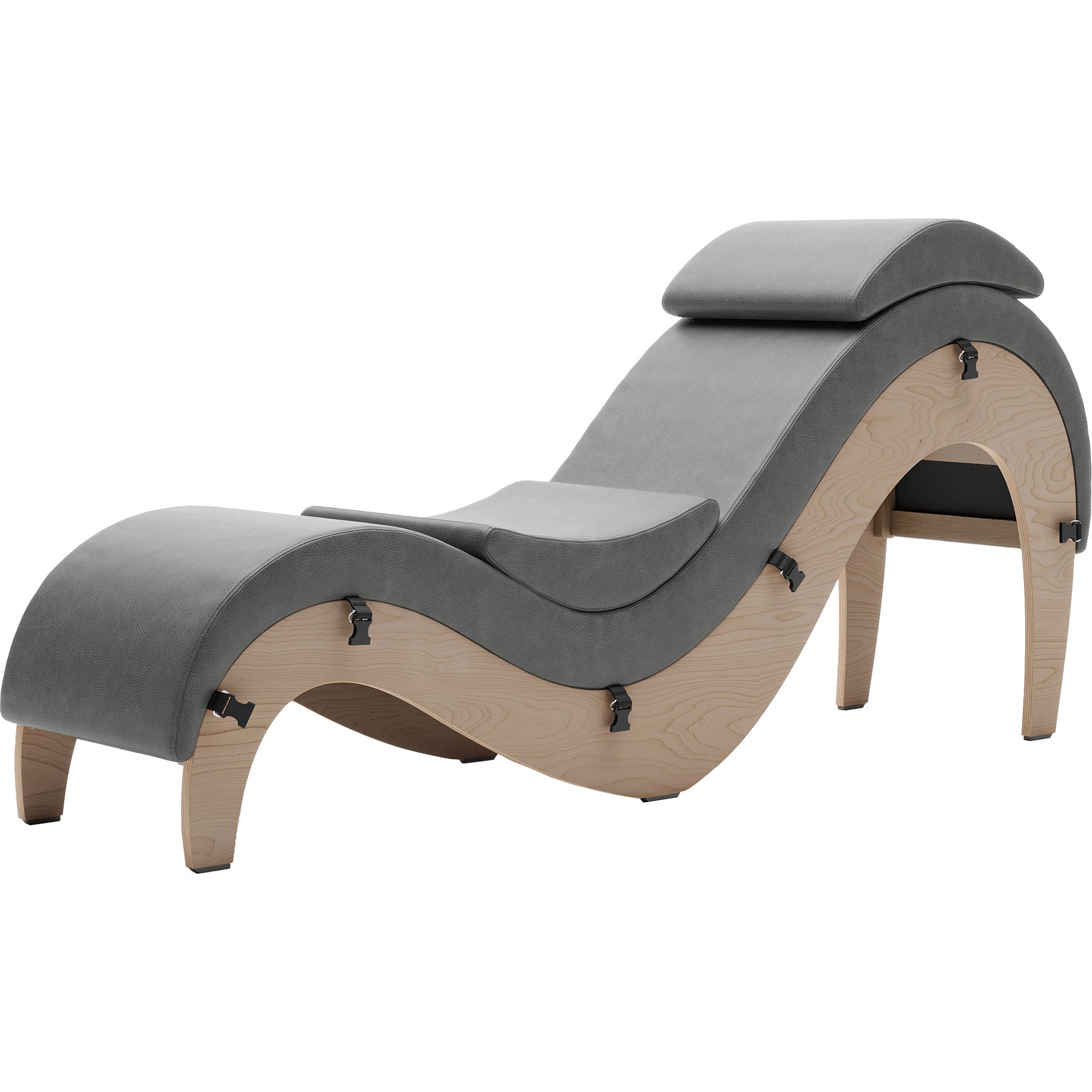 Liberator Supervio Luxury Chaise With Cuff Kit Restraints - Maple& Iron Grey
