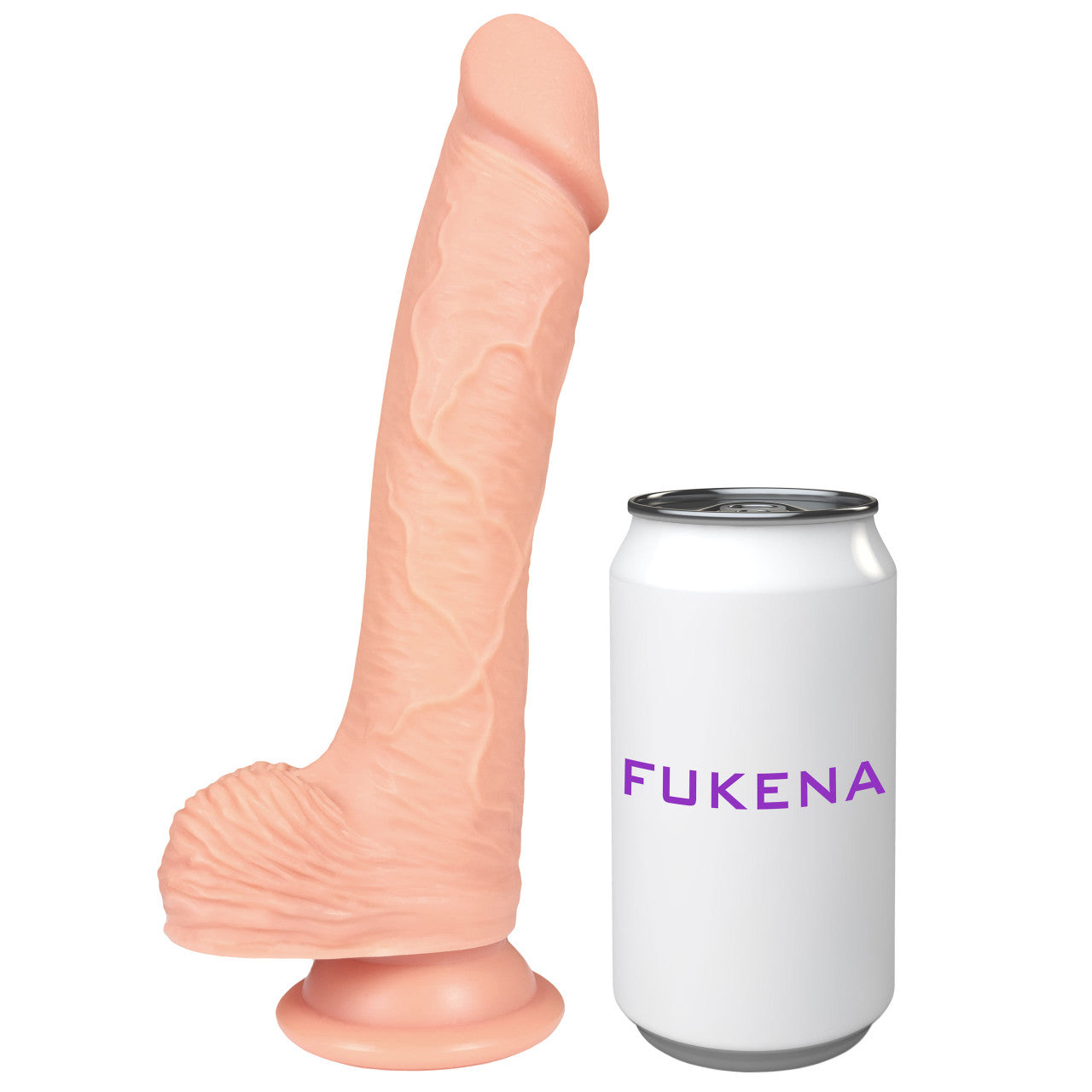 The Seaman 7.5 Inch Silicone Realistic Dildo With Balls & Suction Cup Base By Fukena - Vanilla