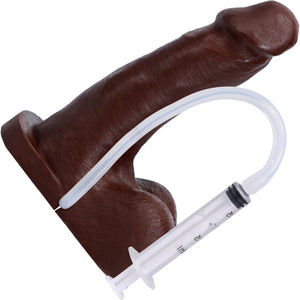 POP 'N' Play Squirting Harness Compatible Silicone Dildo & Packer - Chocolate