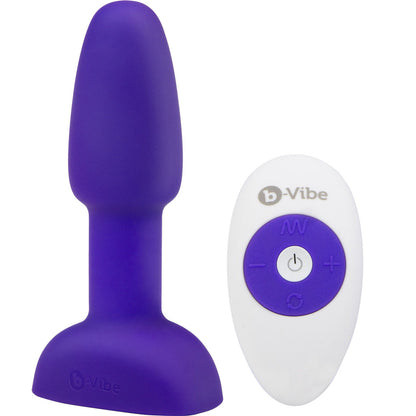 b-Vibe Rimming Plug Petite Silicone Remote Control Vibrating Anal Toy - Purple