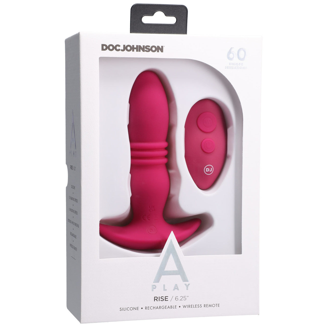 A-Play Rise Vibrating & Thrusting Rechargeable Silicone Anal Plug With Remote By Doc Johnson - Pink