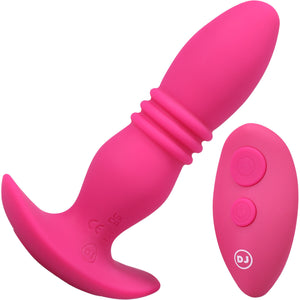 A-Play Rise Vibrating & Thrusting Rechargeable Silicone Anal Plug With Remote By Doc Johnson - Pink