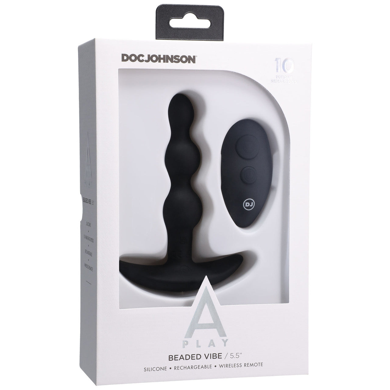 A-Play Beaded Vibrating Silicone Rechargeable Anal Plug With Remote By Doc Johnson - Black