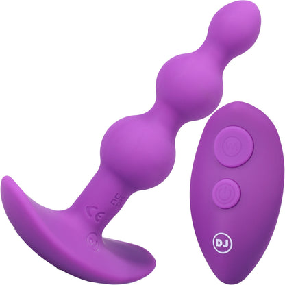 A-Play Beaded Vibrating Silicone Rechargeable Anal Plug With Remote By Doc Johnson - Purple