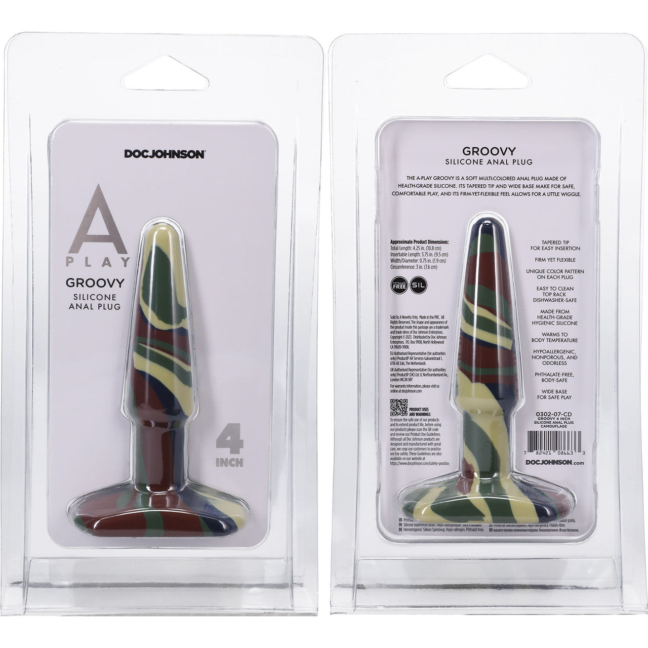 A-Play Groovy Silicone 4" Anal Plug By Doc Johnson - Camouflage