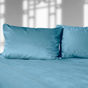 Liberator Liquid Velvet Sheet & Pillow Covers - Queen Size, Cyan