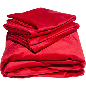 Liberator Liquid Velvet Sheet & Pillow Covers - King Size, Red