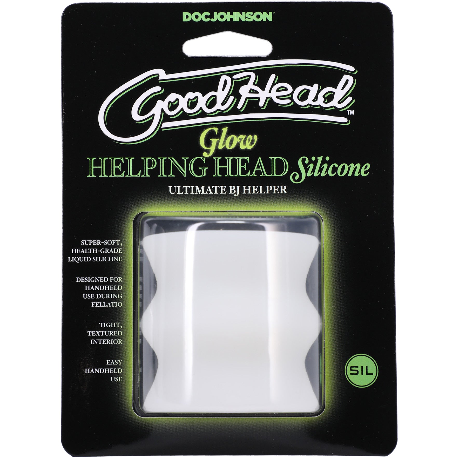 GoodHead Helping Head Silicone Stroker By Doc Johnson - Glow In The Dark